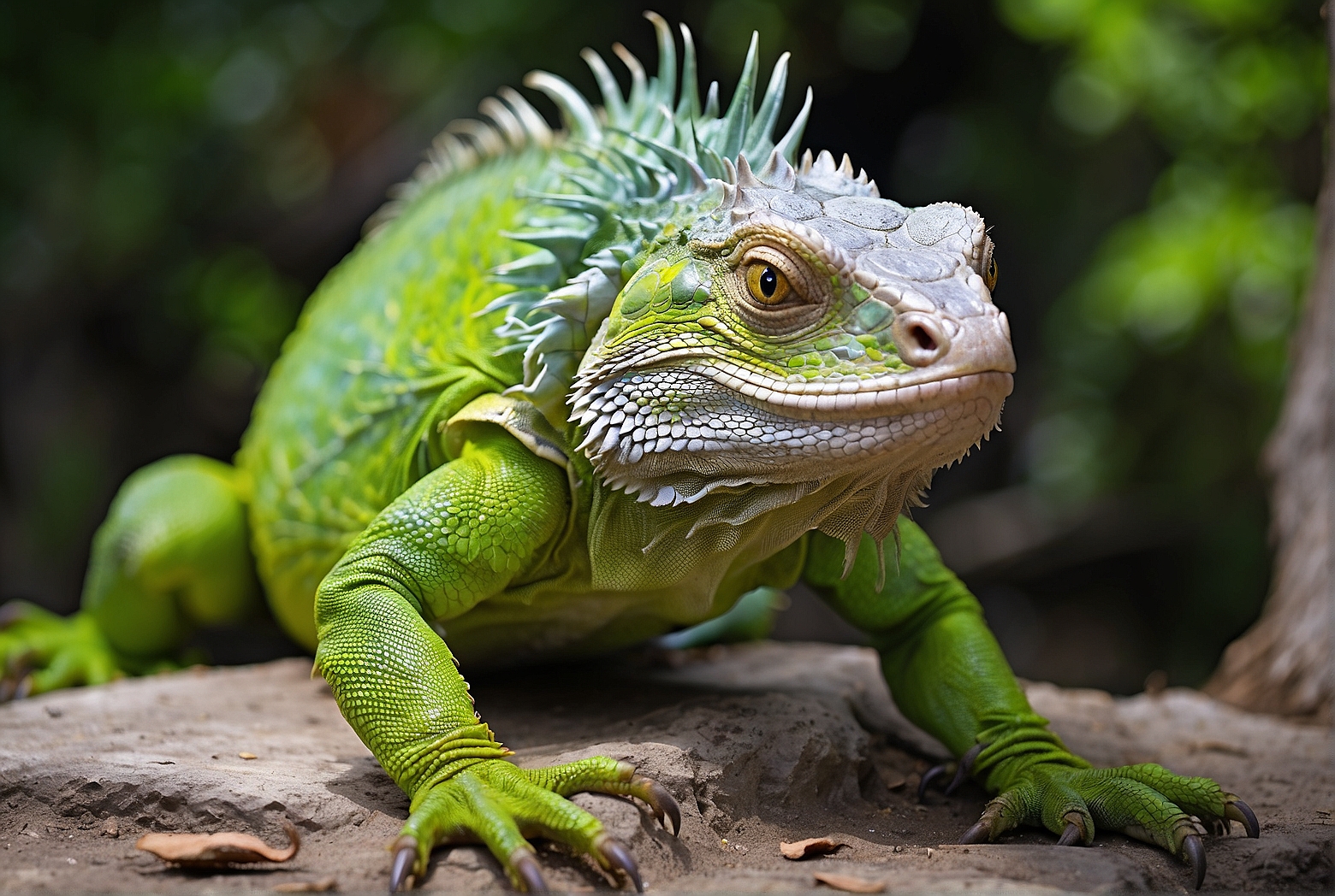 The Vibrant Life of a Lime Green Iguana